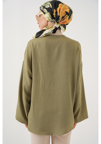 Bigdart Keten Tesettür Kimono 5968 - Çağla