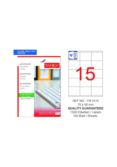 Tanex Tw-2115 70x56mm 100 Lü Lazer Etiket