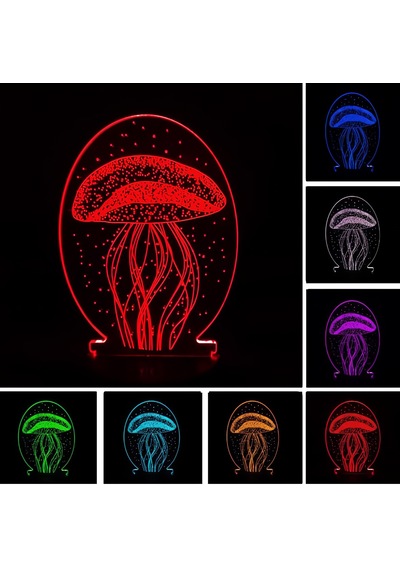 3d Dokunmatik Led Gece Lambası Pilli & Usb Bağlantılı Renk Değiştiren Masaüstü Deniz Anası Şekilli Siyah