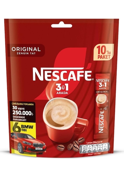 Nescafe 3ü1 Arada Original Granül Kahve 10'lu Paket Granül