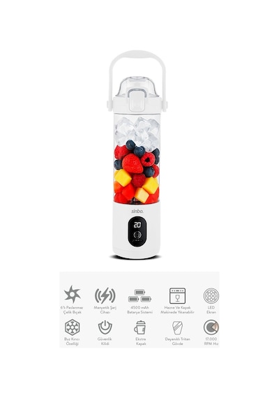 Sinbo Şarjlı Smoothie Blender - Taşınabilir - 700 Ml Kapasite Çok Renkli