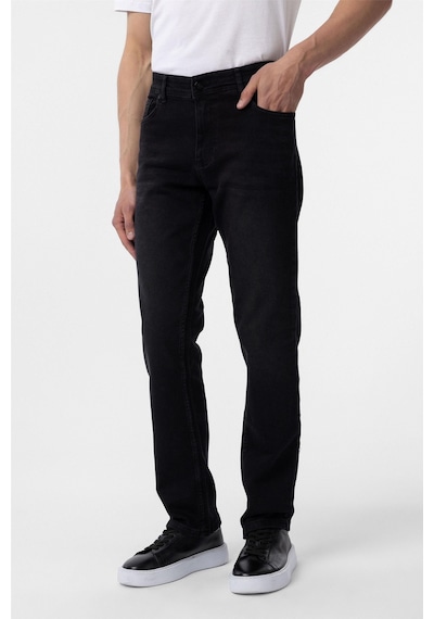 Süvari Siyah Regular Denim Pantolon-35075 Siyah