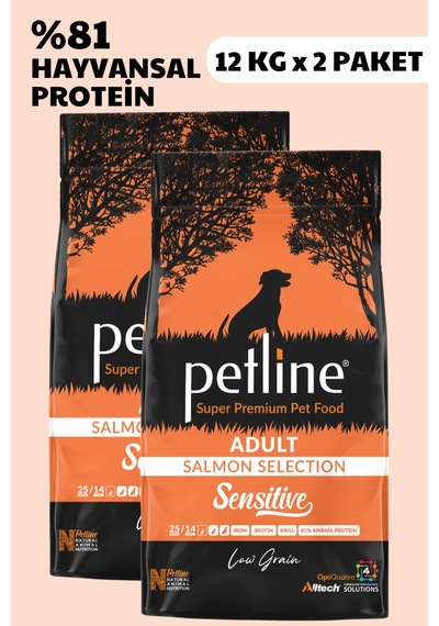 Petline Sensitive Skin & Coat Deri ve Tüy Sağlığı İçin Somonlu Yetişkin Kuru Köpek Maması 2 x 12 KG