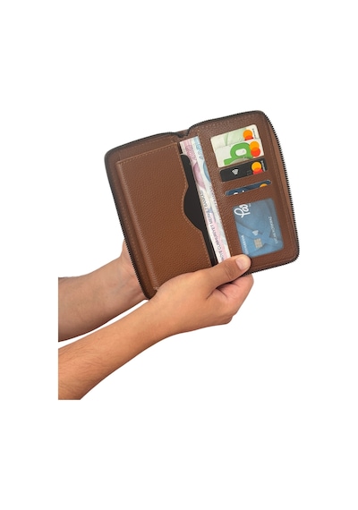 Premium Serisi Lüks Deri Özel Üretim Dikey Telefon Bölmeli Fermuarlı Erkek Cüzdanı Çok Renkli