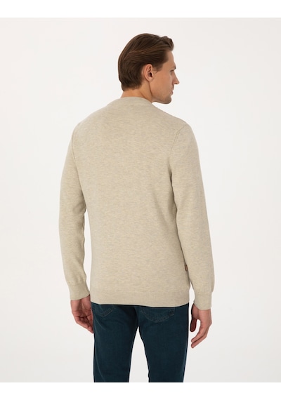 Pierre Cardin Erkek Kum Melanj Hırka Triko 50317333-vr123 Kum Melanj