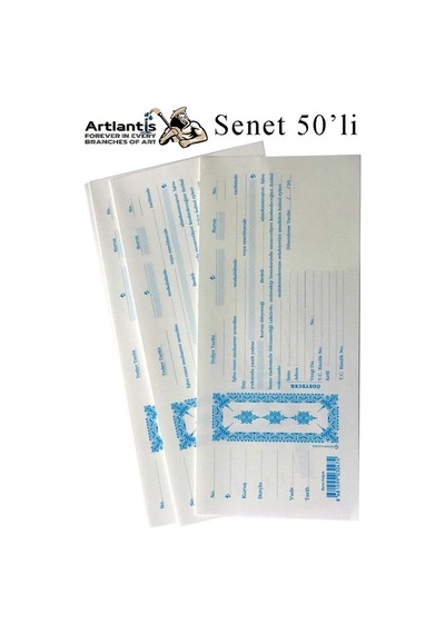 Artlantis Senet Koçanı 50 Li 1 Paket Senet Bono Borç Alacak Senedi Poşetli 12x25 Cm Çok Renkli