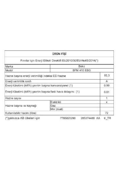 Beko BFM 410 EBG 72 LT Ocaklı Fırın