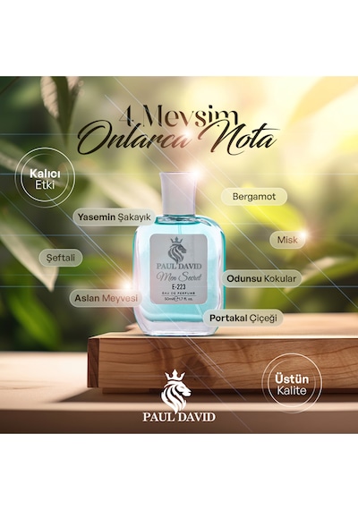 Hediyelik Set Özel Erkek Edp Parfüm Ve Siyah Deri Kartlık- Bergamot, Mandalina Notalari, E-223 Amber