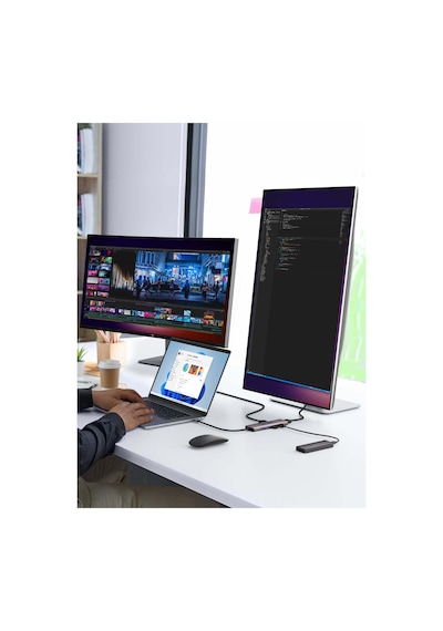 Lemorele Tc66, 7 İn 1 Type-c To Usb Hub Dock Çoklayıcı, Çift 4k Hdmı Çıkışlı 100w Pd Şarj 4x Usb Çoğaltıcı
