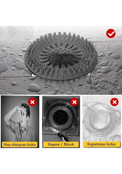 Üçlü Antrasit Silikon Mutfak Seti, Lavabo Matı, Süzgeç, Sünger Askılık Antrasit - Gri