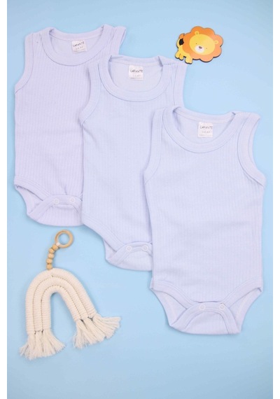 Fitilli Mavi 3'lü Bebek Çıtçıtlı Body/zıbın Mavi