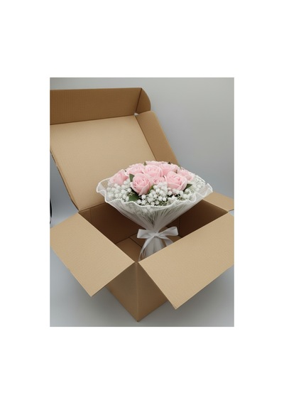 Pembe Gül Gelin Buketi Beyaz Cipso Çiçekli Romantik Nikah & Düğün Buketi - 862602107 Diğer