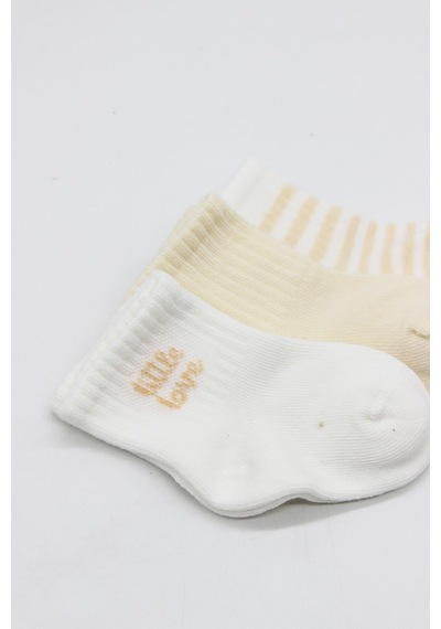 Erturkstore Little Love Girl 3'lü Penye Soket Çorap 10137 Ekru Çok Renkli