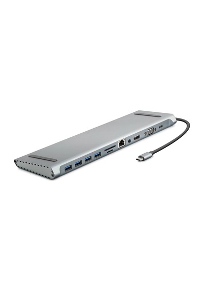 Gri Type-c 3.0 Hub 11 Port 4k Hdmı Ve Vga Bağlantı