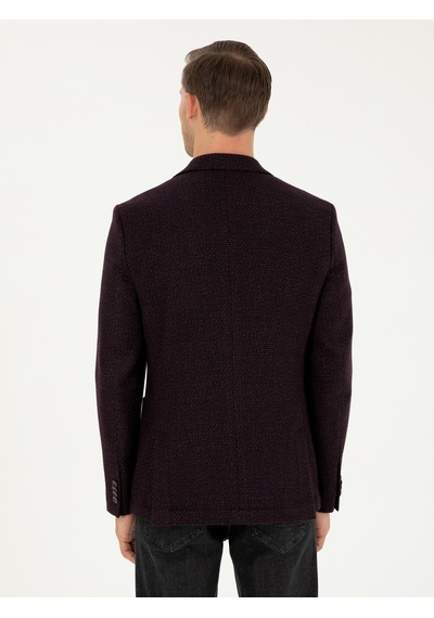 Cacharel Bordo Slim Fit Yün Karışımlı Ceket Kırmızı