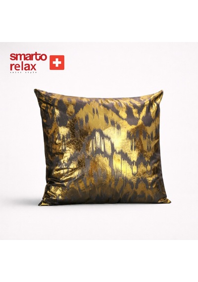 Smarto Relax Tekli Antibakteriyel Desenli Dekoratif Dolgulu Kırlent 45x45 Cm - Smr-kır-037 Siyah - Altın