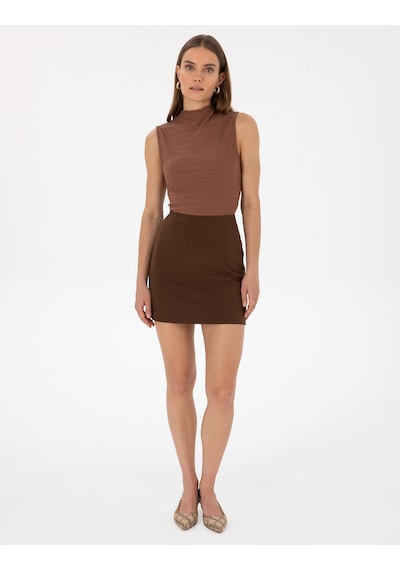 Pierre Cardin Kadın Koyu Kahverengi Etek Dokuma 50318251-vr084 Koyu Kahverengi