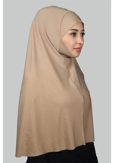 Altobeh Hazır Türban Peçeli Pratik Eşarp Tesettür Nikaplı Hijab - Namaz Örtüsü Sufle 3xl - Koyu Bej Koyu Bej