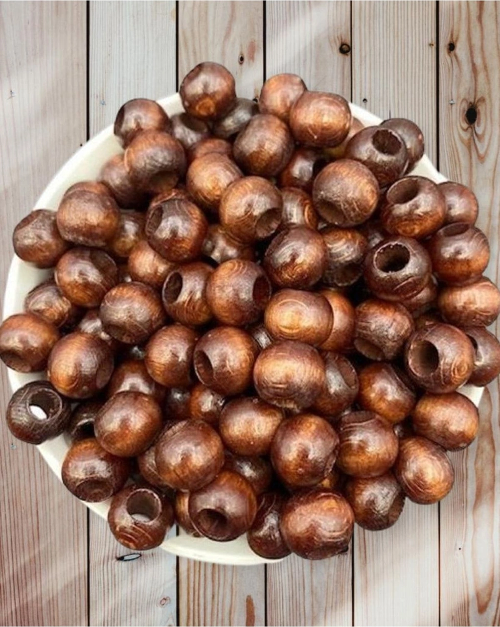 Ahşap Boncuk 14 Mm , 100 Gr - Kahve