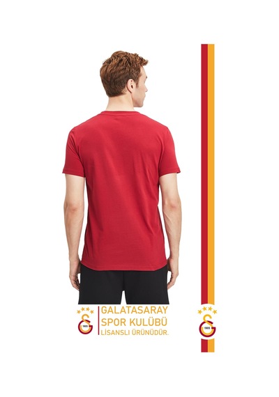 Galatasaray Lisanslı Aslan Baskılı T-shirt Kırmızı.