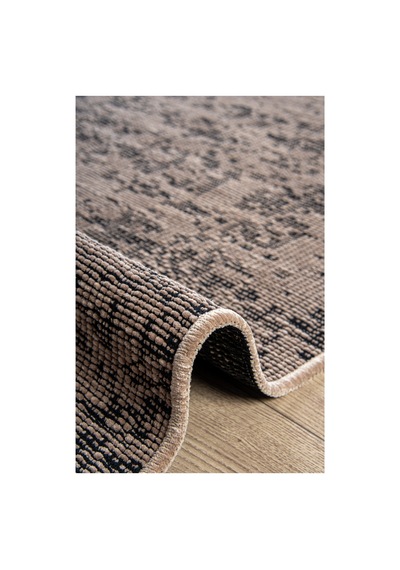 Badelya Home Bej Şönil Makinada Yıkanabilir Kaymaz Taban Saçaklı Pamuklu Halı Kilim Oturma Odası Salon