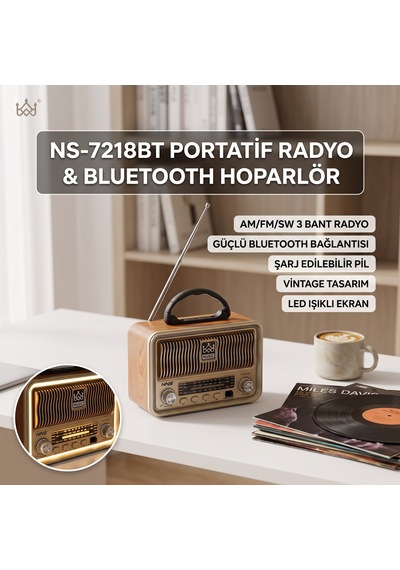 Retro Ahşap Tasarım Nostaljik Radyo Bluetooth Hoparlör Çok Bantlı Fm/am/sw Led Işıklı Taşınabilir Müzik Çalar