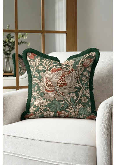 Vintage Çiçekli Botanik Saçaklı Yastık Kılıfı - Floral Yeşil Krem Gri Püsküllü Kırlent Kılıfı Buzlu Rota Nektar Vintage Çiçekli Botanik Saçaklı Yastık Kılıfı - Floral Yeşil Krem Gri Püsküllü Kırlent Kılıfı Buzlu Rota Nektar