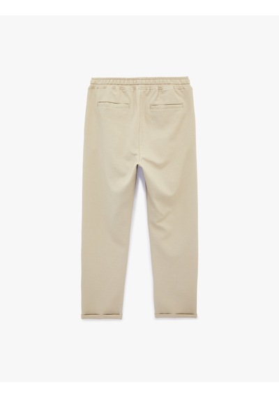 Koton Straight Fit Cepli Duble Paça Beli Bağcıklı Pantolon Bej 6sam40012hk Ekru