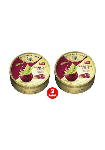 Cavendish&harvey Double Fruit Drops Limon Dolgulu Vişne Aromalı Şeker 175 Gr 2 Adet