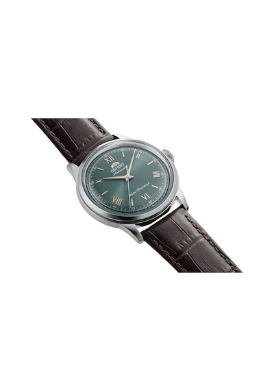Orient Bambino Ra-bb0001e30b Kurmalı Otomatik Deri Kahverengi Yeşil Kadran 39 Mm Erkek Kol Saati Gri