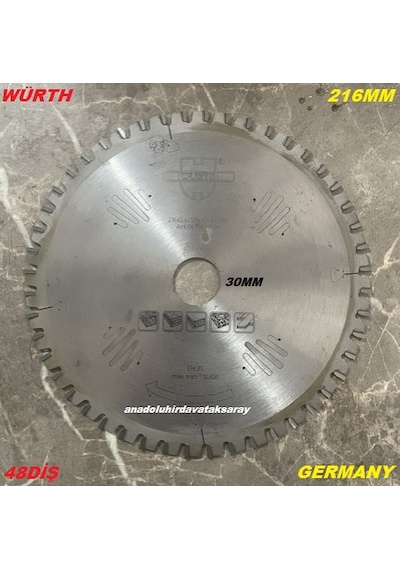 Wurth 216mm Elmas Testere Sunta Mdf Kesici Alüminyum Profil Kesme Testeresi 48t