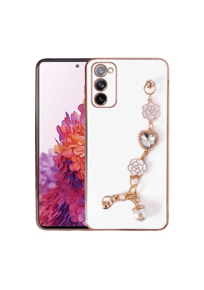 Galaxy S20 Fe Uyumlu El Tutamaçlı Kamera Korumalı Zore Taka Silikon Kılıf-beyaz Beyaz
