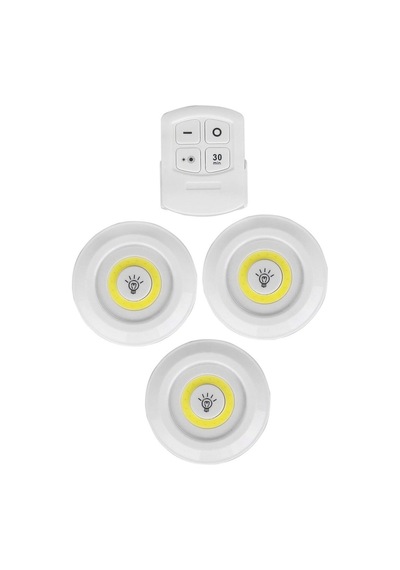 Uzaktan Kumandalı Yapışkanlı Led Spot Lamba 3 Lü White