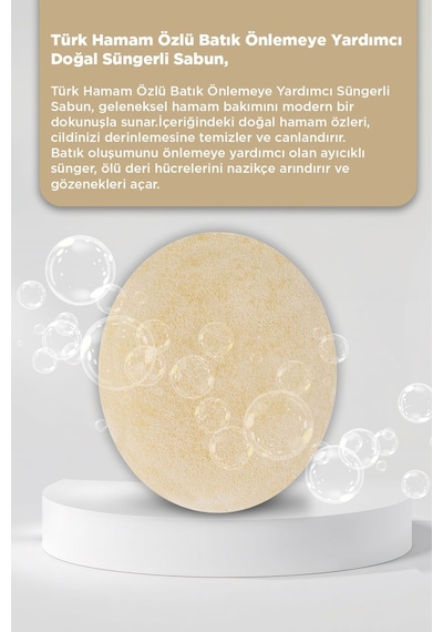 Türk Hamam Özlü Süngerli Sabun Beyaz Sabun