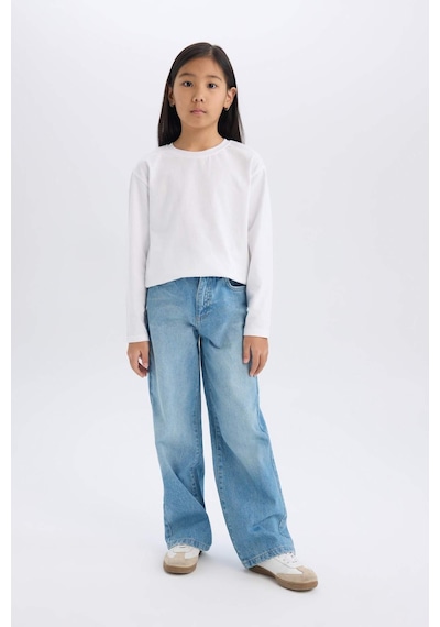 DeFacto Kız Çocuk Wide Leg Geniş Paça Jean Pantolon D9157A825SPNM28 Mavi DeFacto Kız Çocuk Wide Leg Geniş Paça Jean Pantolon D9157A825SPNM28 Mavi