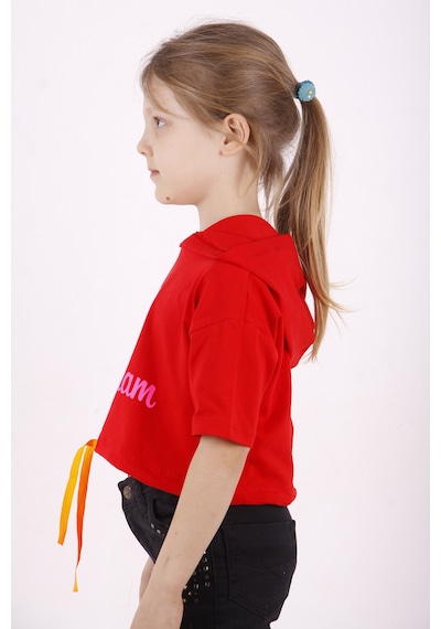 Toontoy Kids Toontoy Kız Çocuk Instagram Baskılı Kapüşonlu Tişört Kırmızı