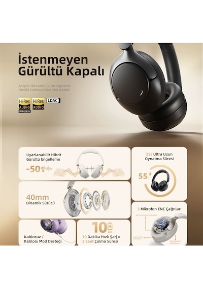 Qcy H3 Pro Hybrid Anc Hi-res Ldac Bluetooth 5.4 Kablosuz Kulaklık
