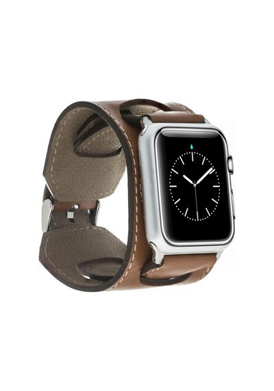 Bouletta Cuff Apple Uyumlu  Watch 42-44-45 MM Deri Kordon Taba