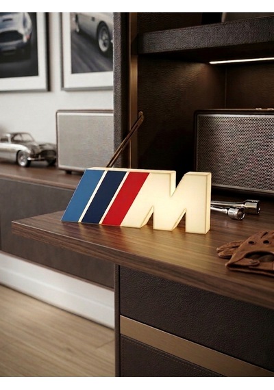 M Logo Masa Lambası Beyaz - Mavi
