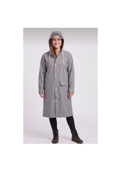Lilymoon Su Geçirmez Kapüşonlu Siperlikli Unisex Yağmurluk Gri