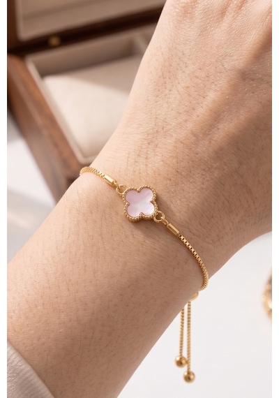 Gold Pembe Taşlı Asansör Bileklik Çok Renkli