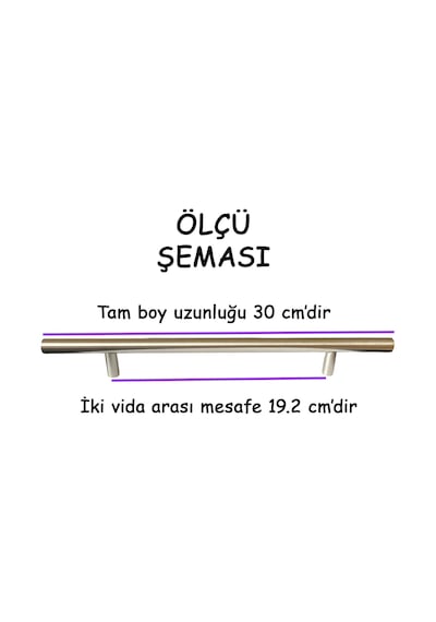 Boy Kulp İnox 192 Mm Kulp Mobilya Mutfak Dolabı Çekmece Dolap Kapak Kulpu Kulbu Metal Kulpları Bej
