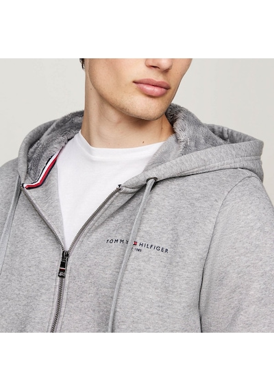 Tommy Hilfiger Fermuarlı Kapşonlu Sweatshirt Gri
