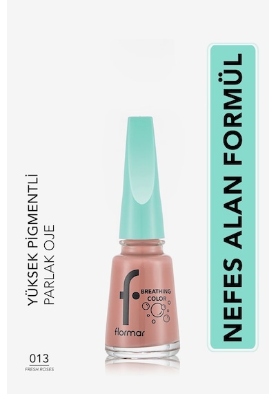 Flormar Breathing Color Yüksek Pigmentli & Parlak Bitişli Nefes Alan Oje 013 Fresh Roses