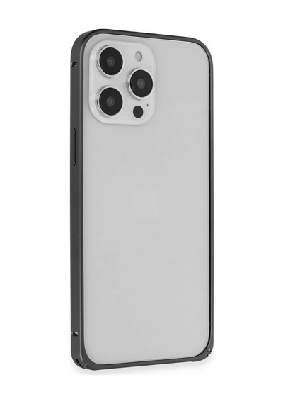 Joko Apple iPhone Uyumlu  15 Pro Max Uyumlu Kılıf Metal Bumper Magneticsafe Kapak - Siyah