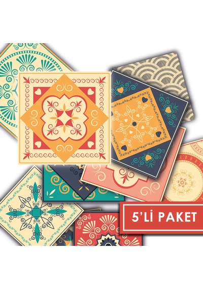 Kendinden Yapışkanlı Mandala Desenli Pvc Karo 10x10 Cm 5 Li Paket