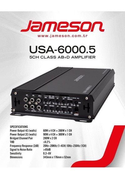 Jameson Amfi Ses Ve Bass 5 Kanal 6000w 4x60 1x200rms