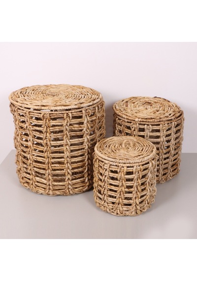 Side Doğal Abaka 33x33 Cm Kapaklı Çamaşır Ve Dekorasyon Sepeti Bej