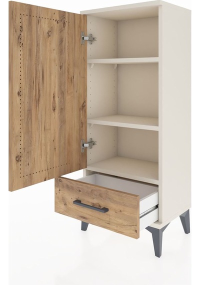 Arges Komodin 3 Raflı Tek Çekmeceli Tek Kapaklı 44x30x106 Ayt... Aytaşı