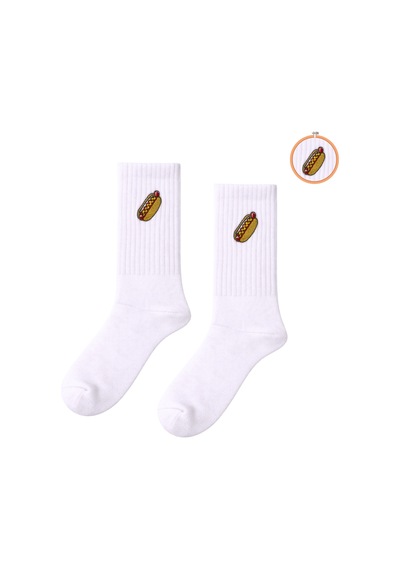 Carnaval Socks Nakışlı Hot Dog Desenli Renkli Çorap Çok Renkli